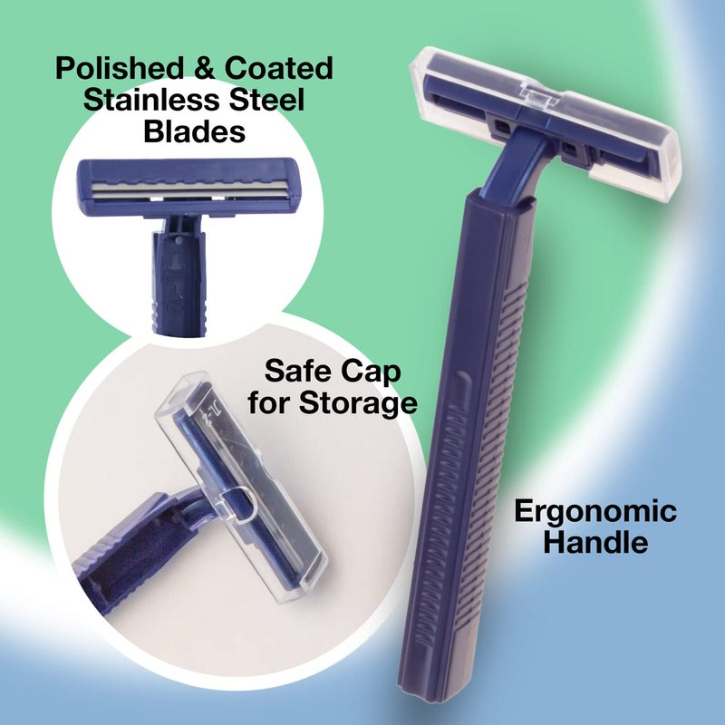 Freshscent (144 Pack) Individually Wrapped Twin Blade Razors with Clear Safety Cap, Disposable, Bulk Packed, Sold by the Case. Unisex. - Image 2